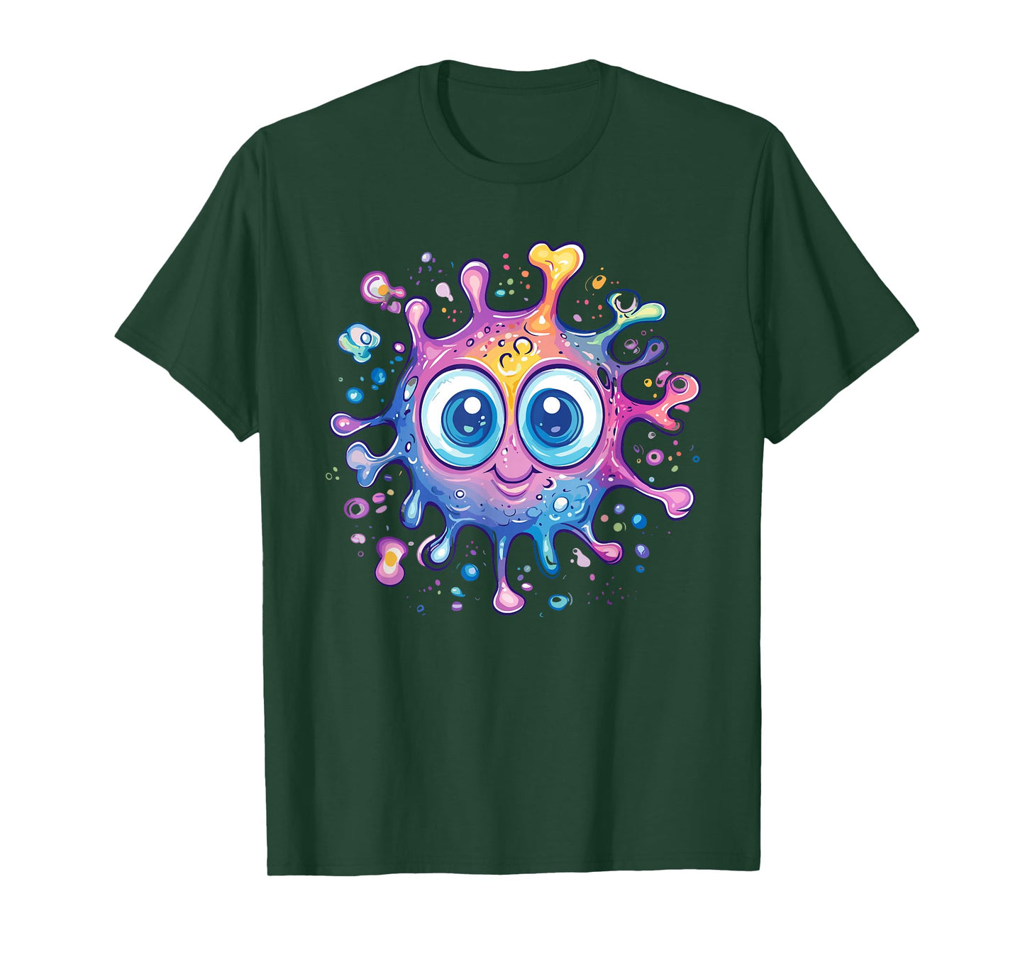 Smiling Colorful Bacteria Cute Pastel Virus Character T-Shirt