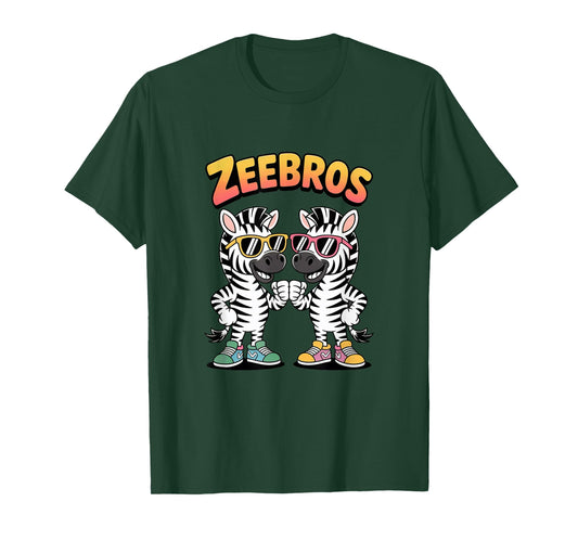 Zeebros Cute Zebra Duo Design for Zebros Lovers T-Shirt