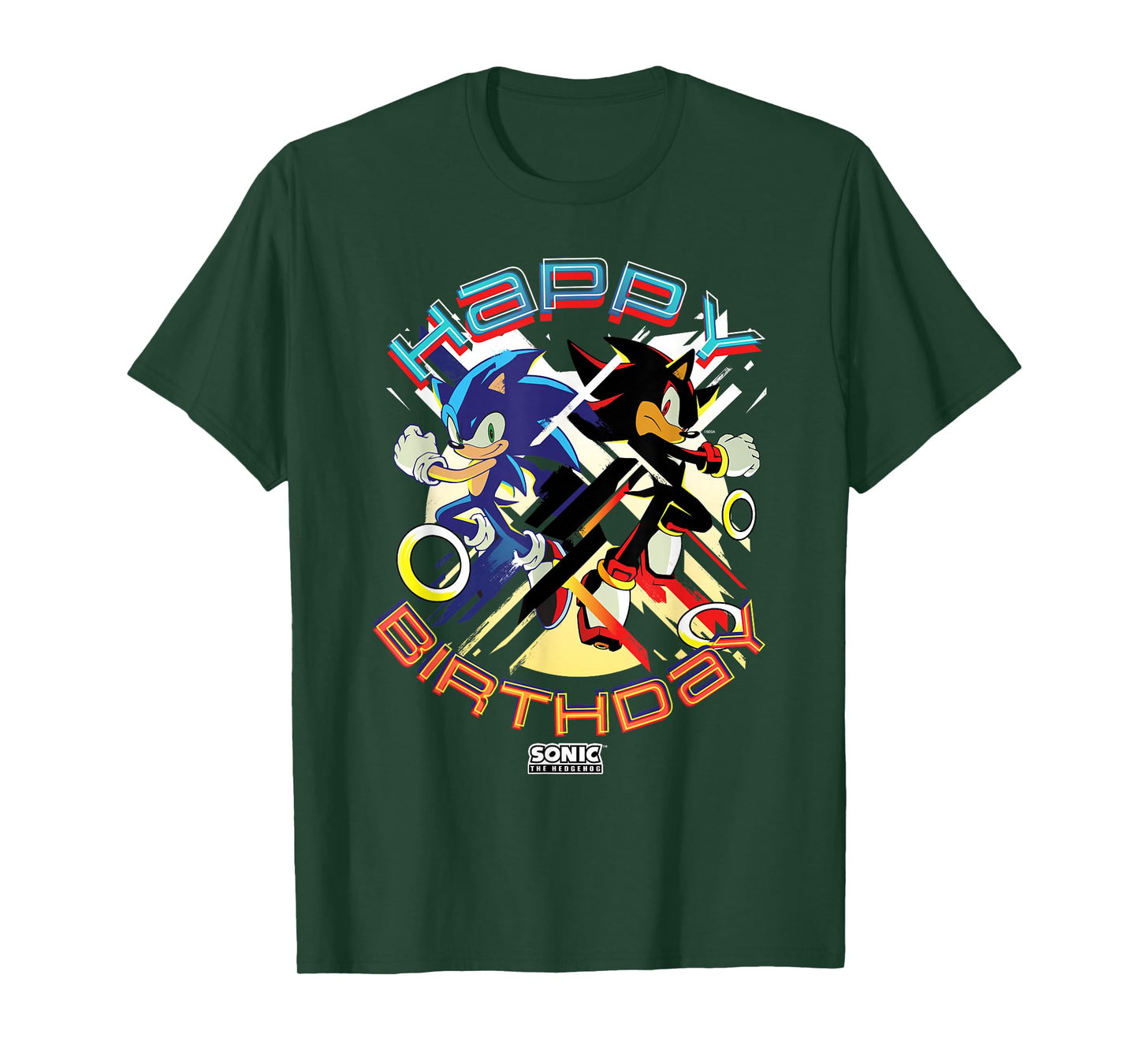 Sonic The Hedgehog Happy Birthday Sonic Shadow Chest Poster T-Shirt
