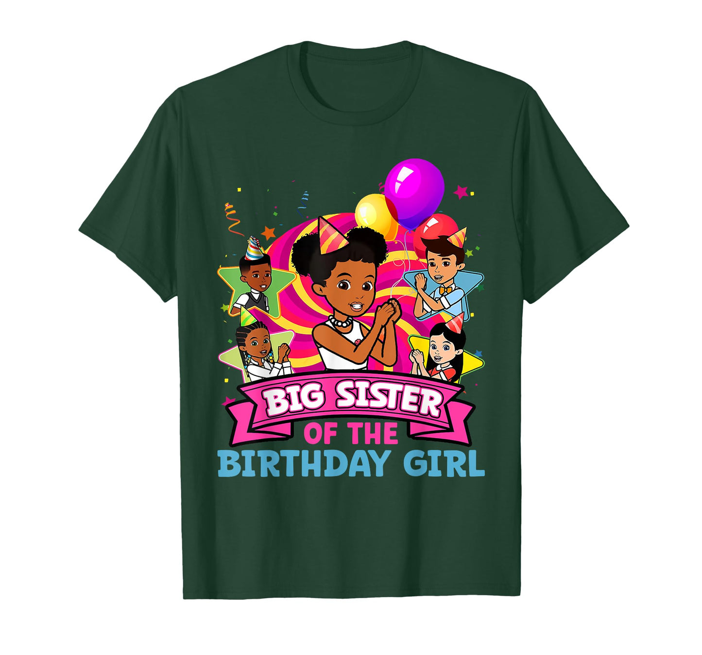 Big Sister Birthday Girl Party Pink Doll Family Decorations T-Shirt