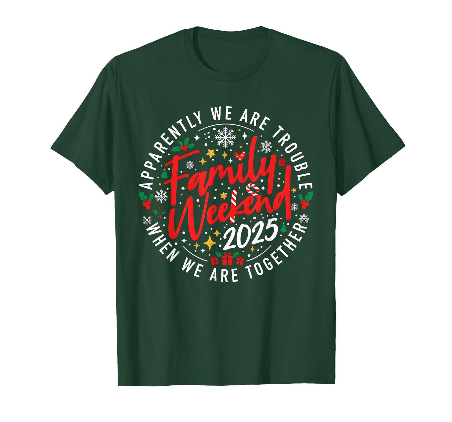 Retro Family Weekend 2025 Christmas We are Together Matching T-Shirt