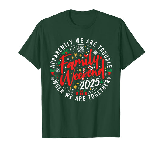 Retro Family Weekend 2025 Christmas We are Together Matching T-Shirt