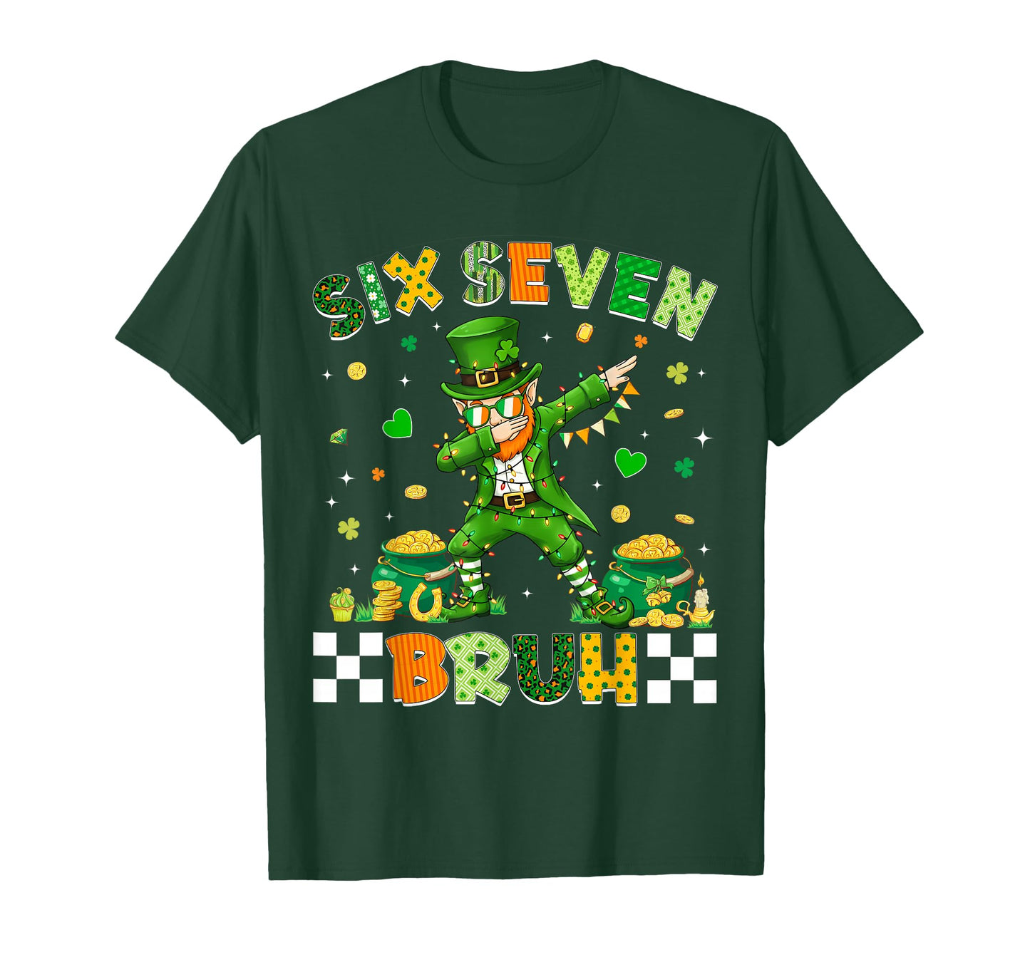St Patricks Day Bruh 67 Meme Six Seven Dabbing Leprechaun T-Shirt