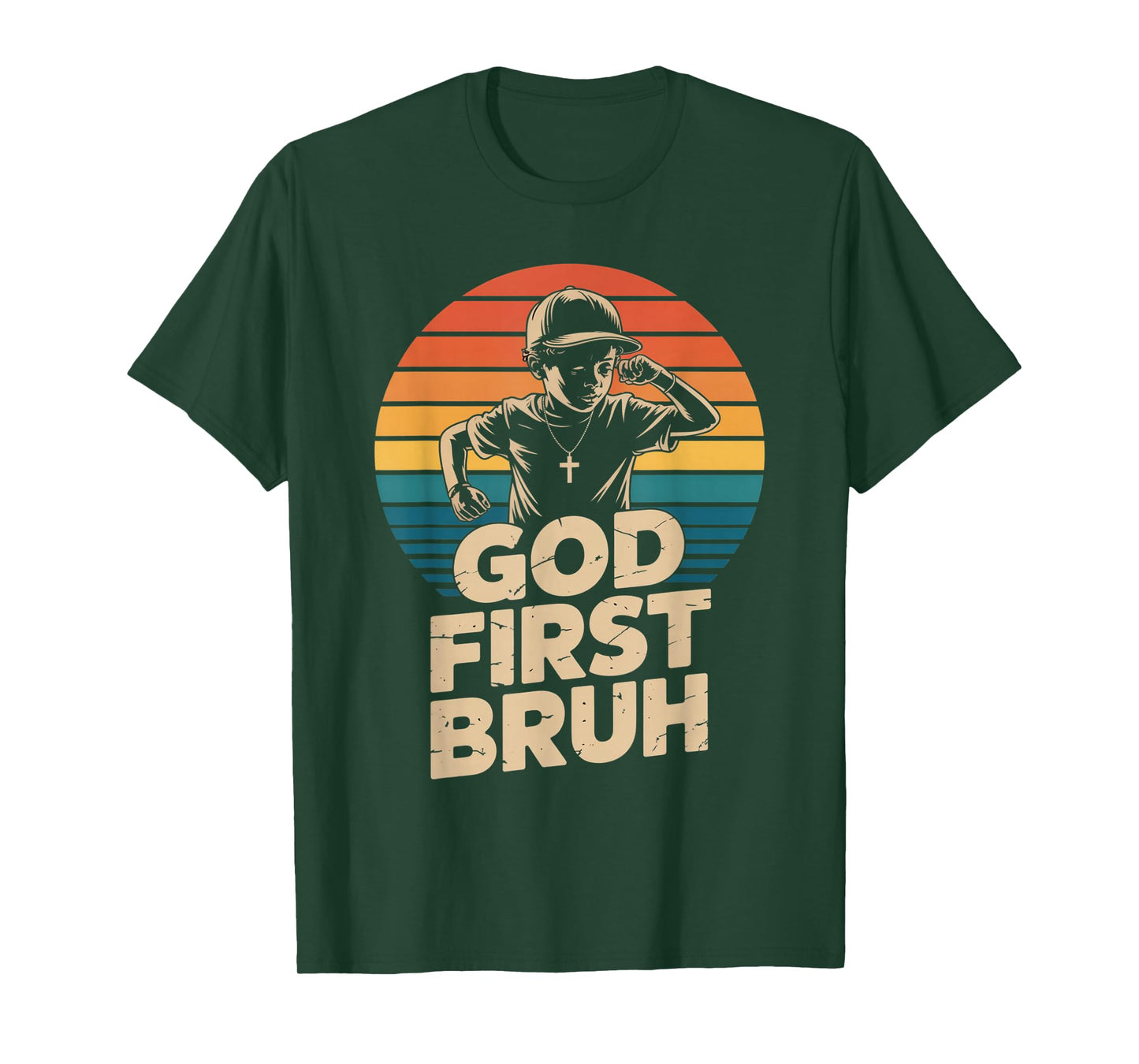 God First Bruh – Christian Kids Retro Dabbing T-Shirt