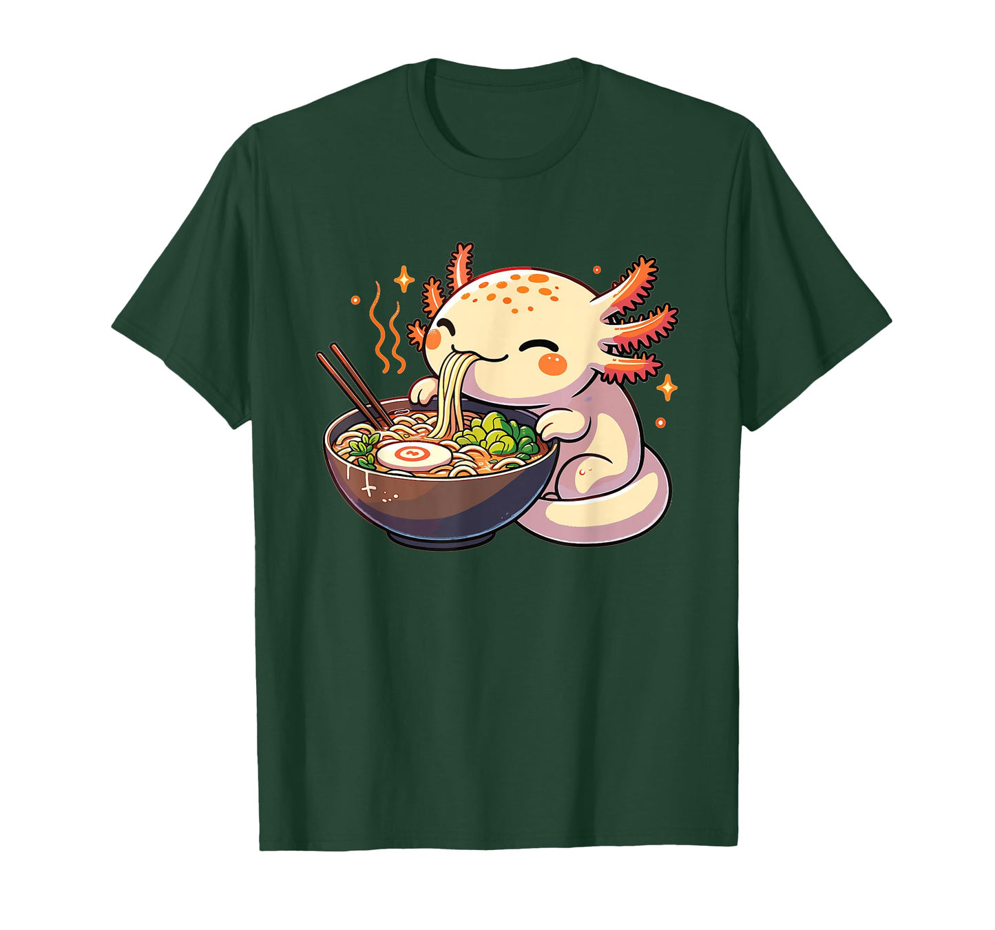 Cute Axolotl Eats Ramen Noodles Axolotls Ramen T-Shirt