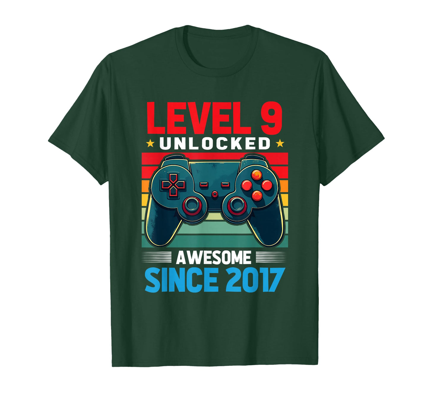 Level 9 Unlocked Awesome Since 2017 9th Birthday Gaming T-Shirt