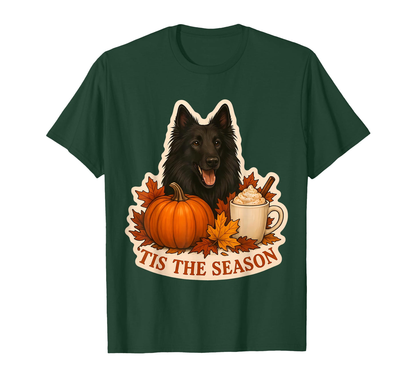 Tis The Season Belgian Sheepdog Dog Fall Autumn Pumpkin Cute T-Shirt