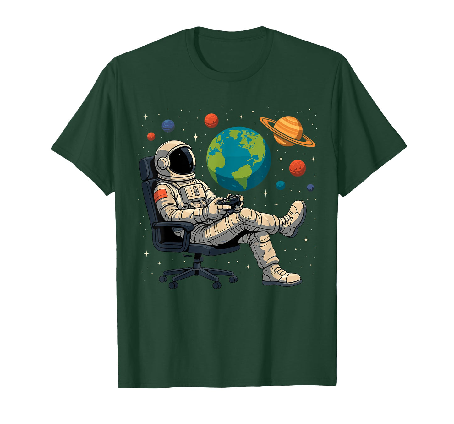 Astronaut Video Games Space Gaming System Planets T-Shirt