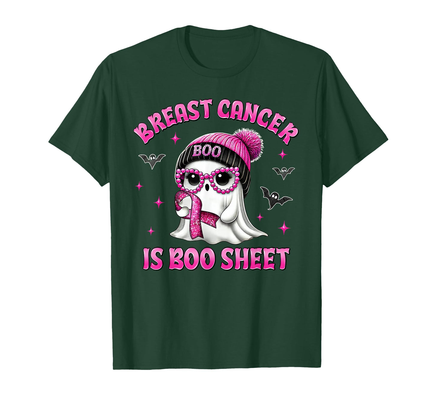 Breast Cancer Is Boo Sheet Pink Ribbon Funny Ghost Halloween T-Shirt