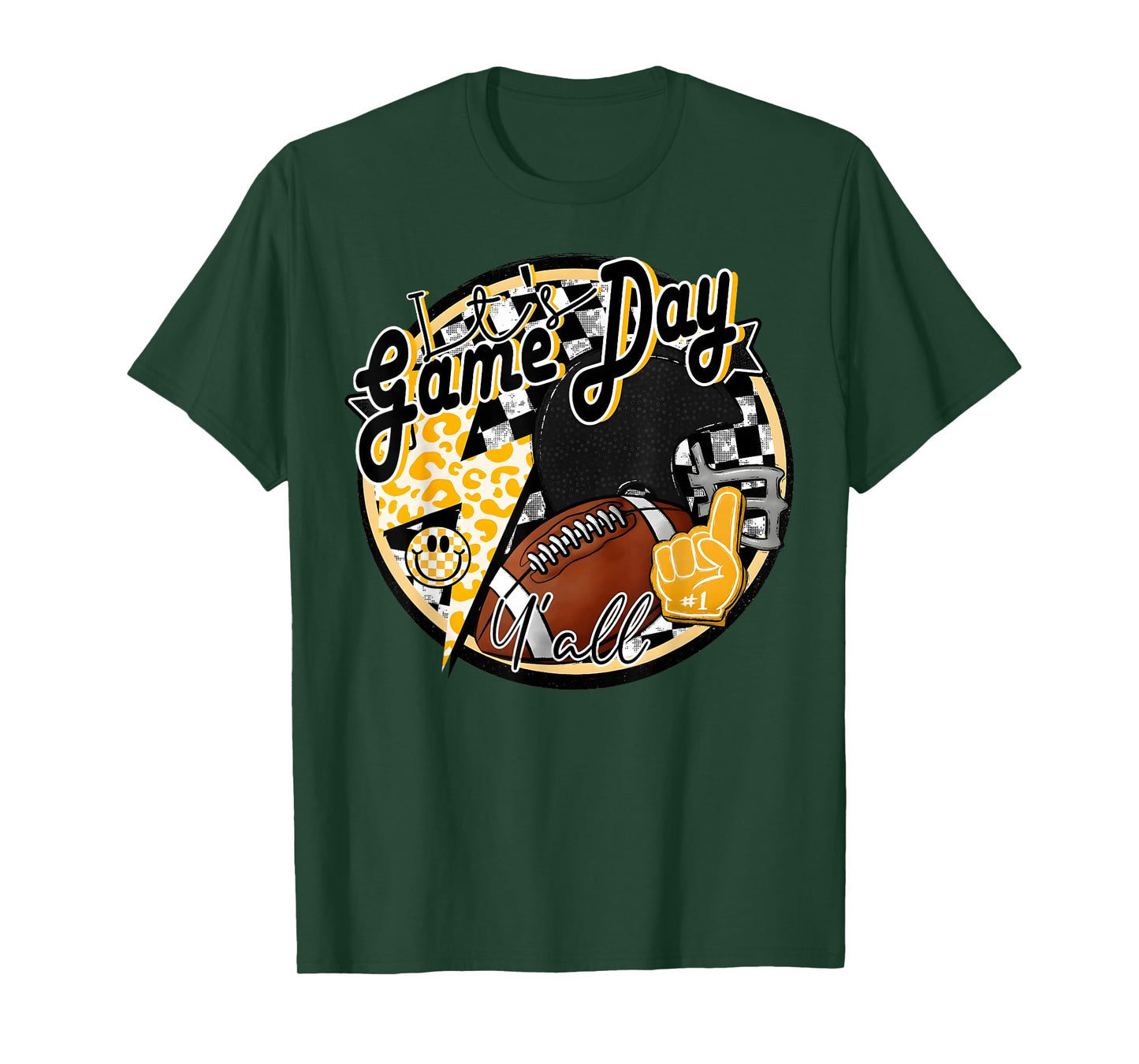 It's Game Day Y'all Retro Football Team Spirit Black & Gold T-Shirt