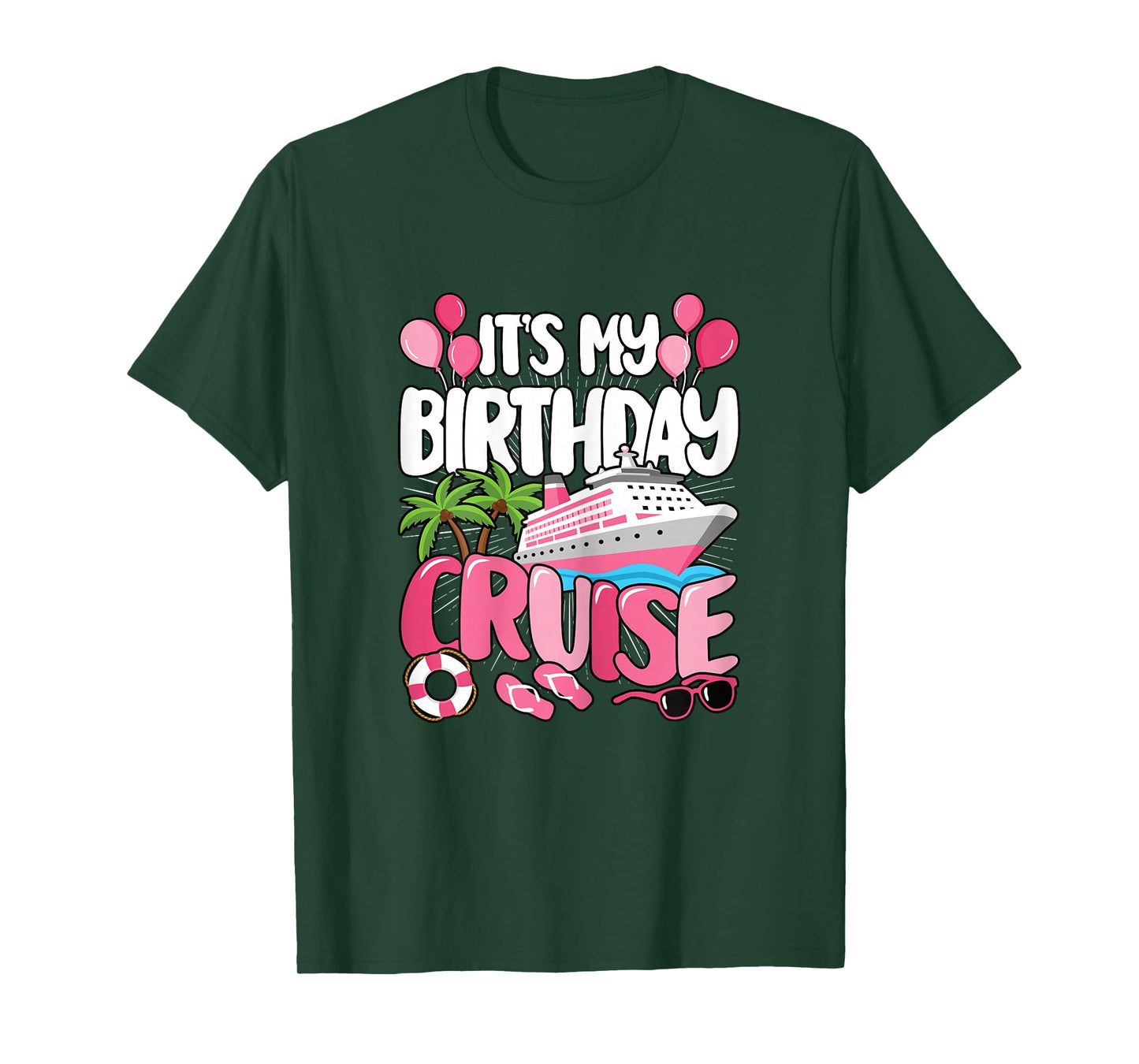 It's My Birthday Cruise Cute Pink Sea Trip Women Girls Kids T-Shirt