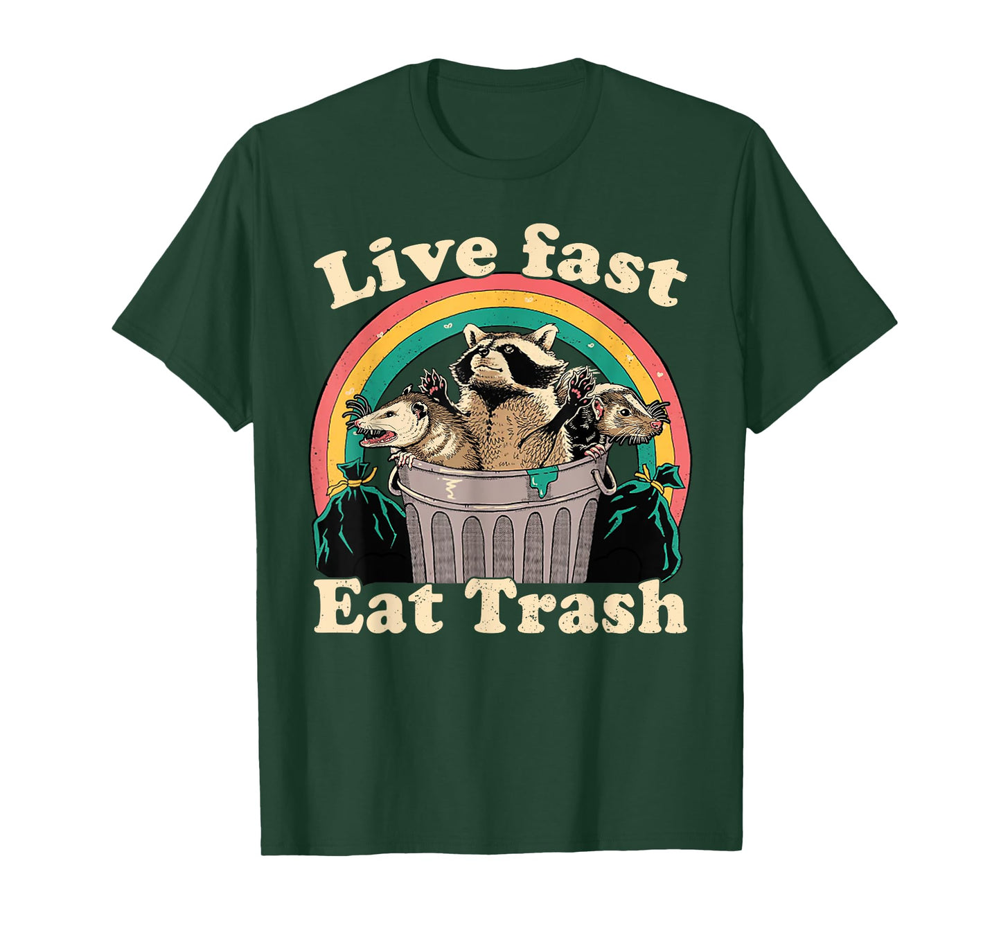 Opossum Raccoon Skunk Live Fast Eat Trash Street Cats Squad T-Shirt