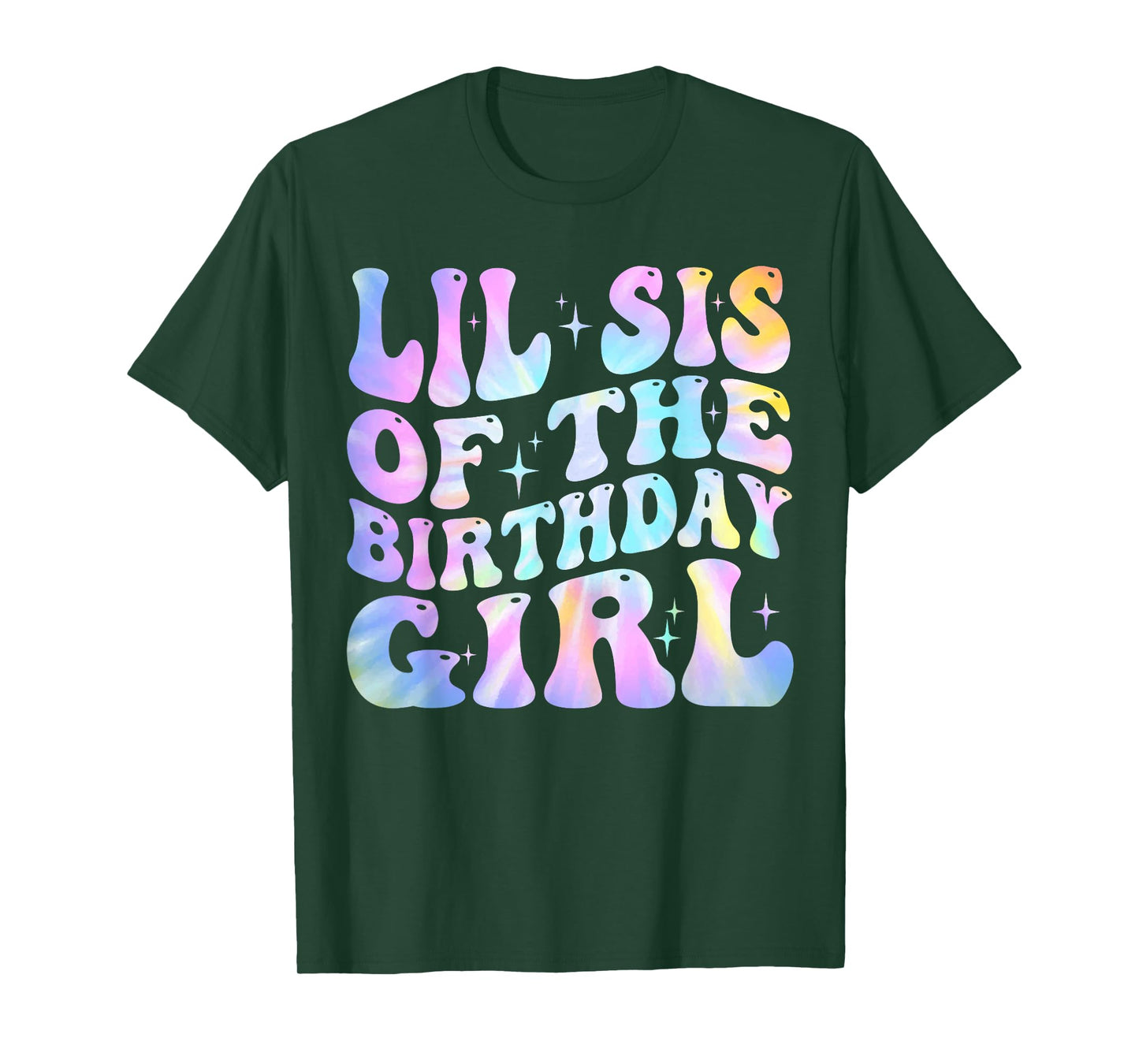 Lil Sister of the Birthday Girl Tie Dye Colorful 1st Bday T-Shirt