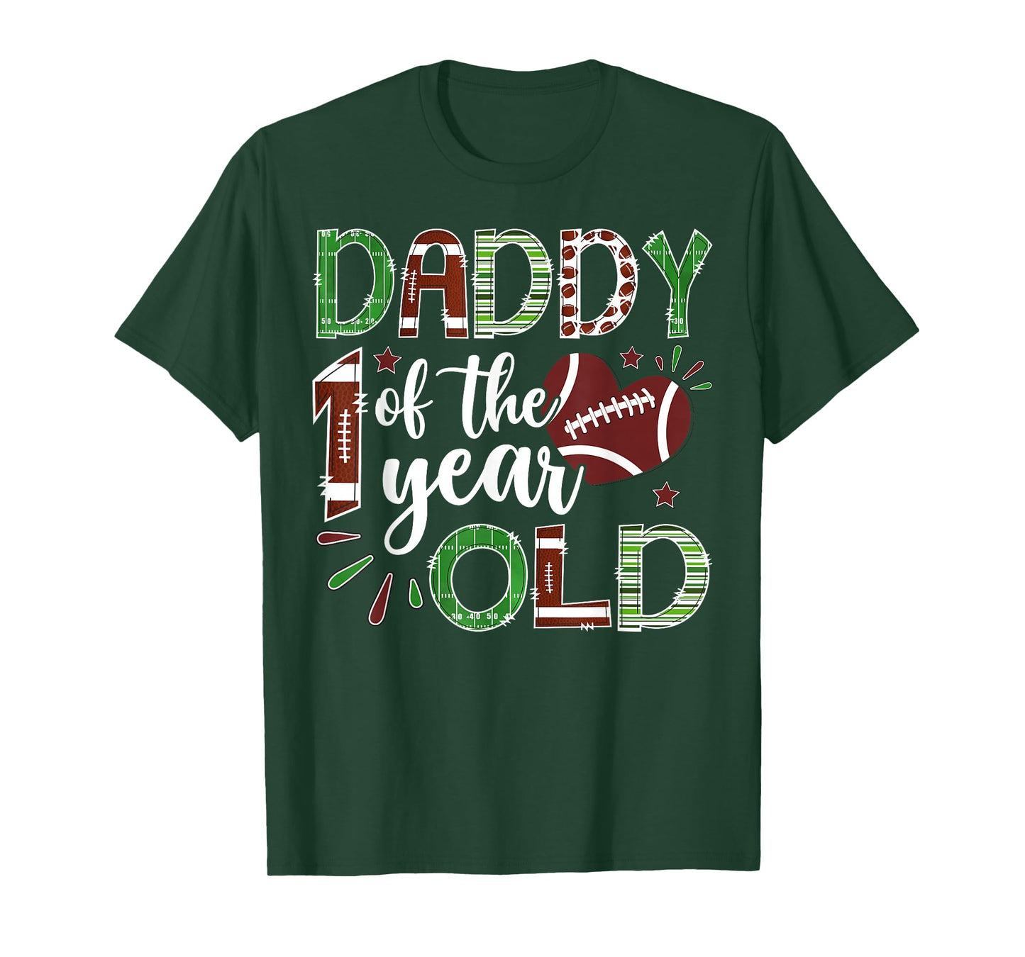 Daddy of The 1 Year Old Football First Birthday Boy Matching T-Shirt