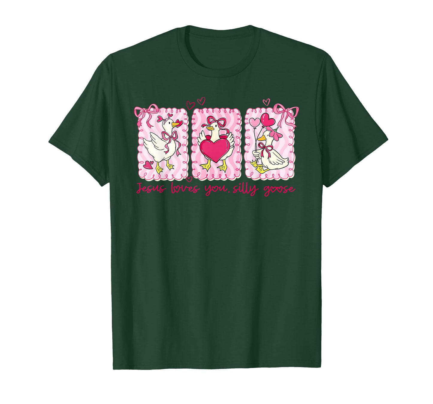 Preppy Valentine Jesus Loves You Silly Goose Girl Women T-Shirt