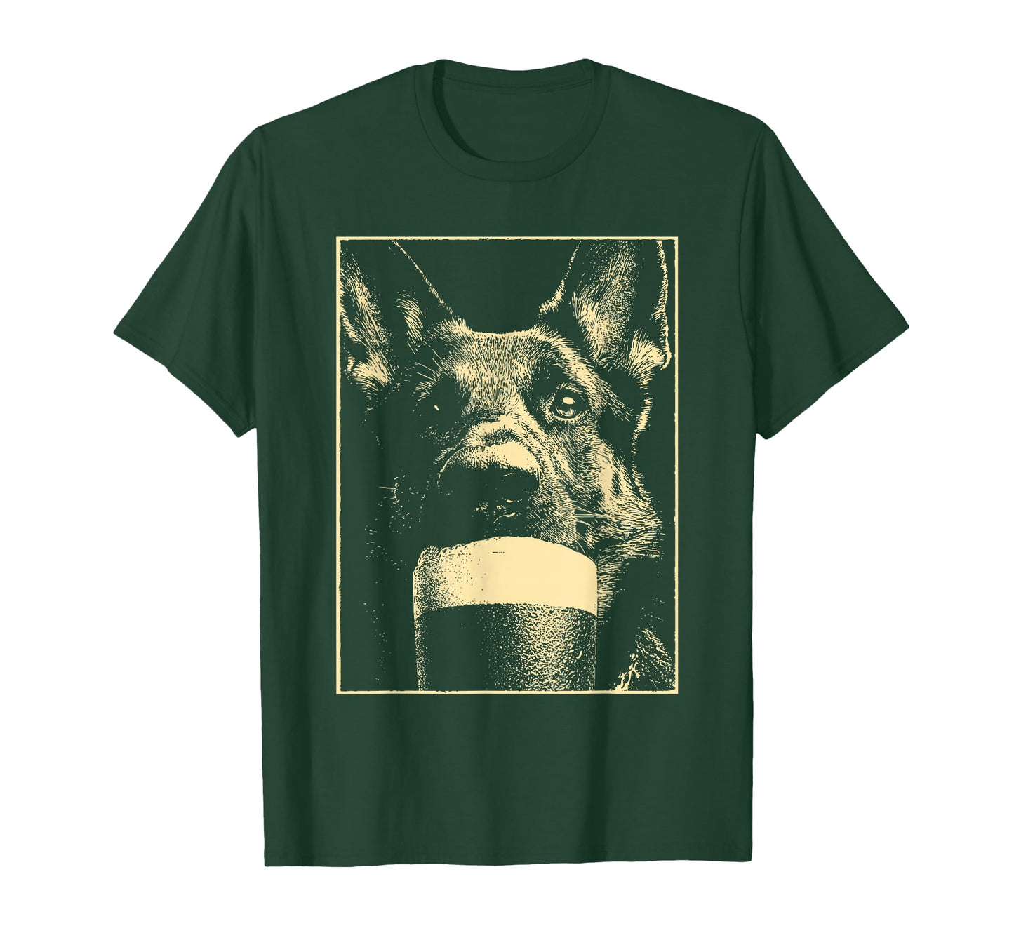 St Patricks Day German Shepherd Dog with Beer Drinking Humor T-Shirt