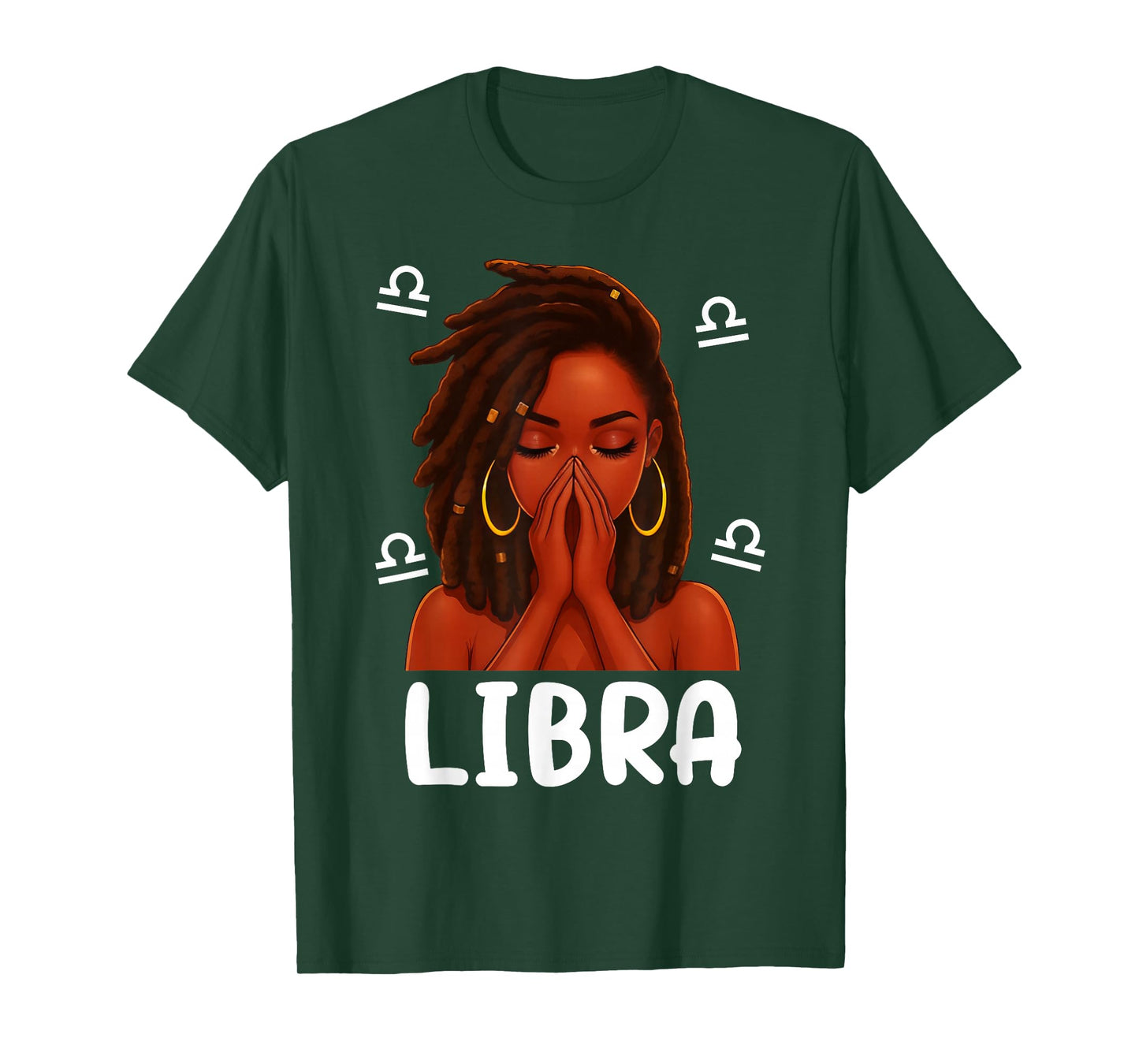 Libra Loc'd Black Woman Pray Christian Zodiac Birthday T-Shirt