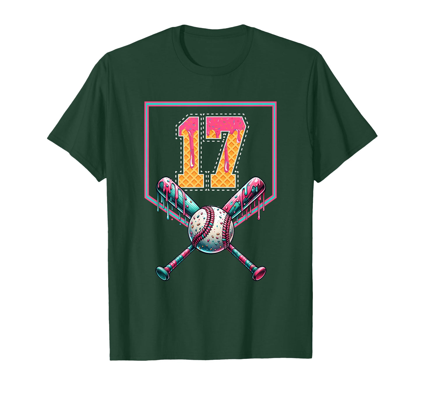 Baseball Drip Number 17 Player Or 17th Birthday Drip Style T-Shirt