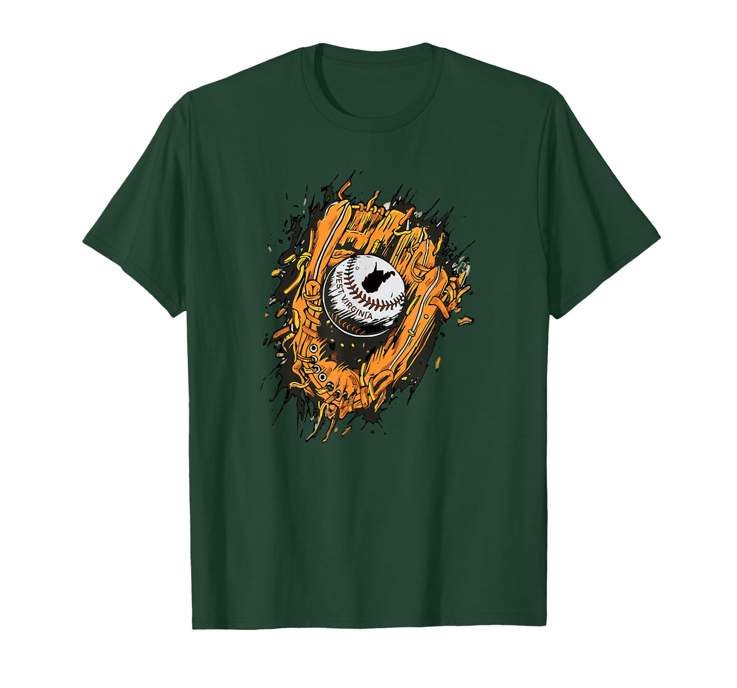 Distressed West Virginia Baseball Glove State Pride WV Fan T-Shirt