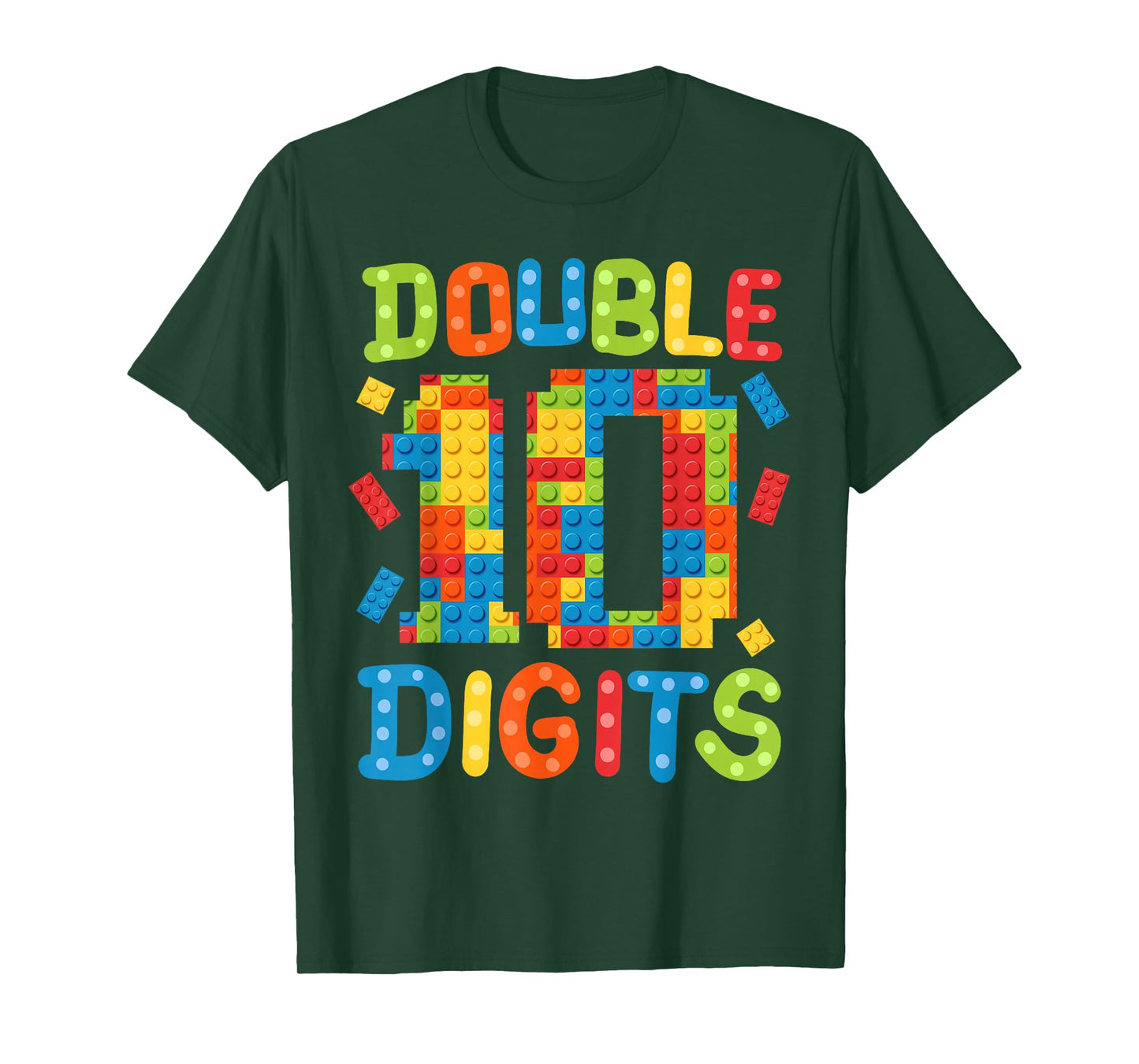 10th Birthday Double Digits Building Blocks 10 Years Old Kid T-Shirt