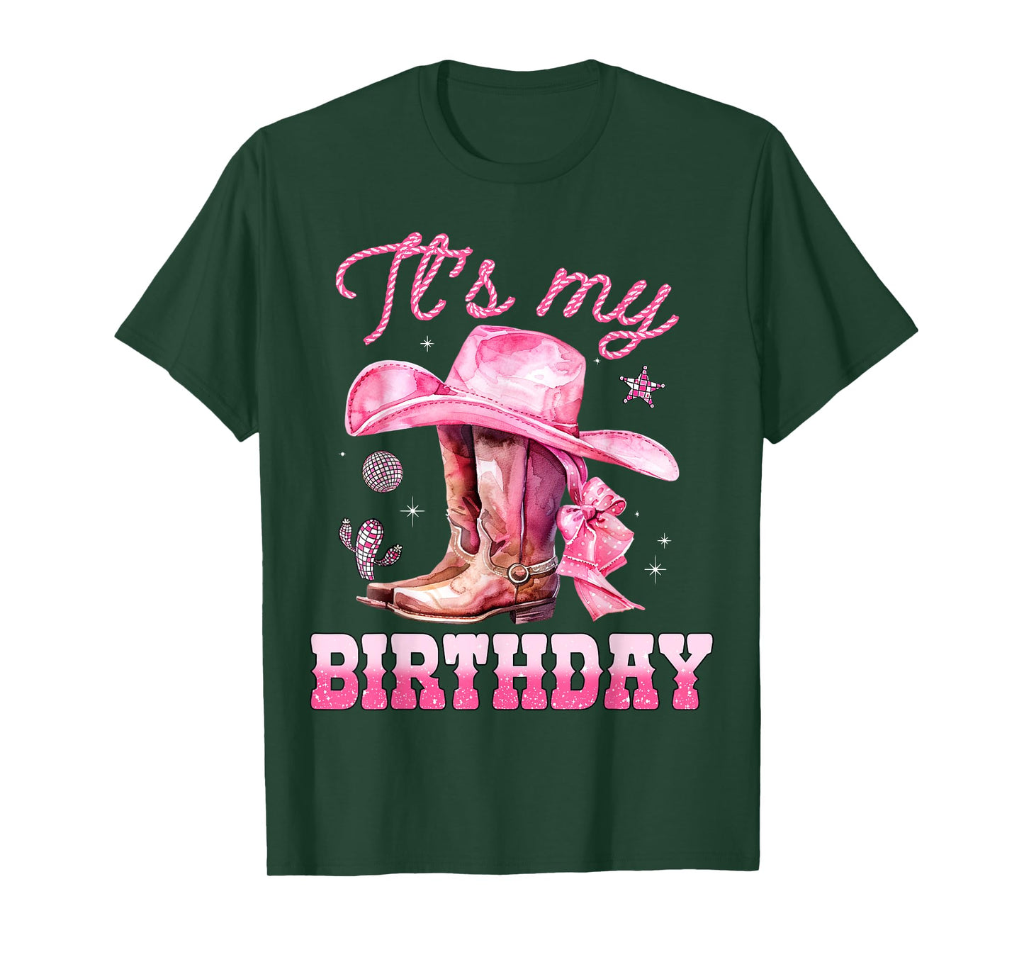 Birthday Girl It's My Birthday Pink Western Cowgirl Birthday T-Shirt