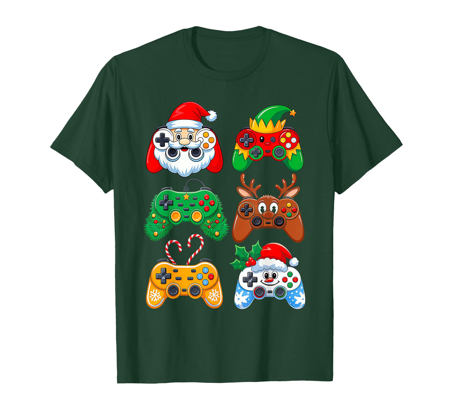 Christmas Santa Elf Gaming Controllers Gamer Xmas Boys Kids T-Shirt