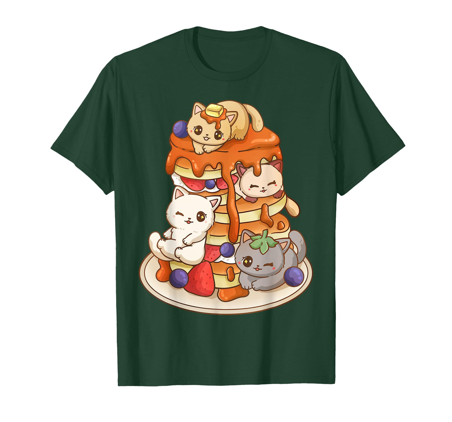 Cat Pancake Stack Kawaii Anime Cat Funny T-Shirt