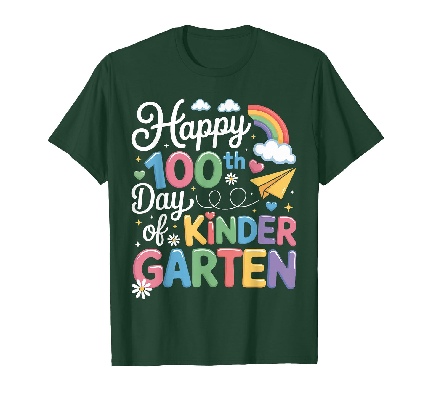Happy 100th Day of Kindergarten Teachers Boys Girls 100 Days T-Shirt