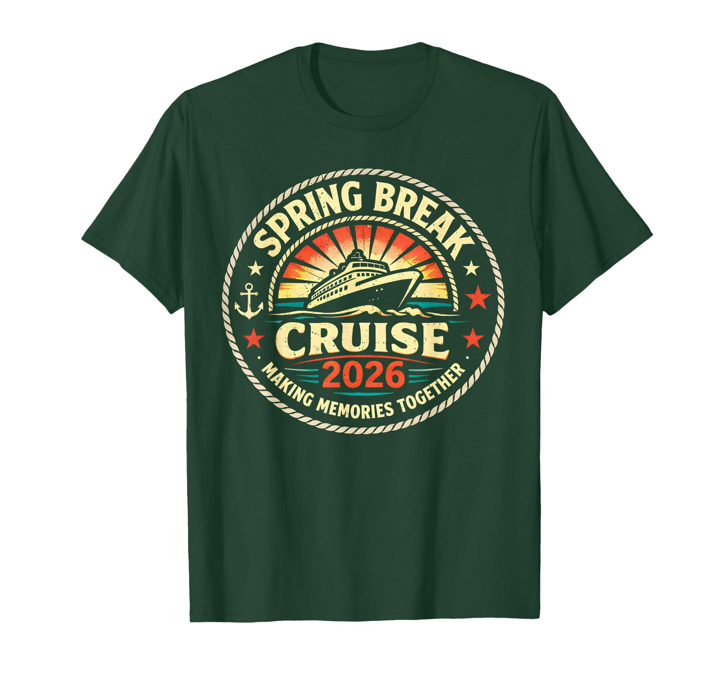 Spring Break Cruise 2026 Squad Retro Vintage Matching Family T-Shirt