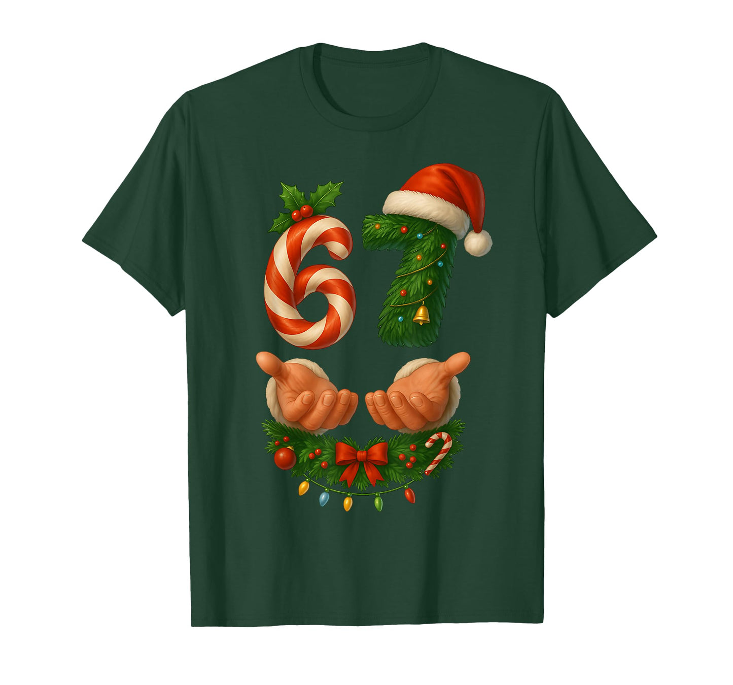 67 Christmas Funny 6 7 Meme Holiday Gen Alpha Slang Pajamas T-Shirt