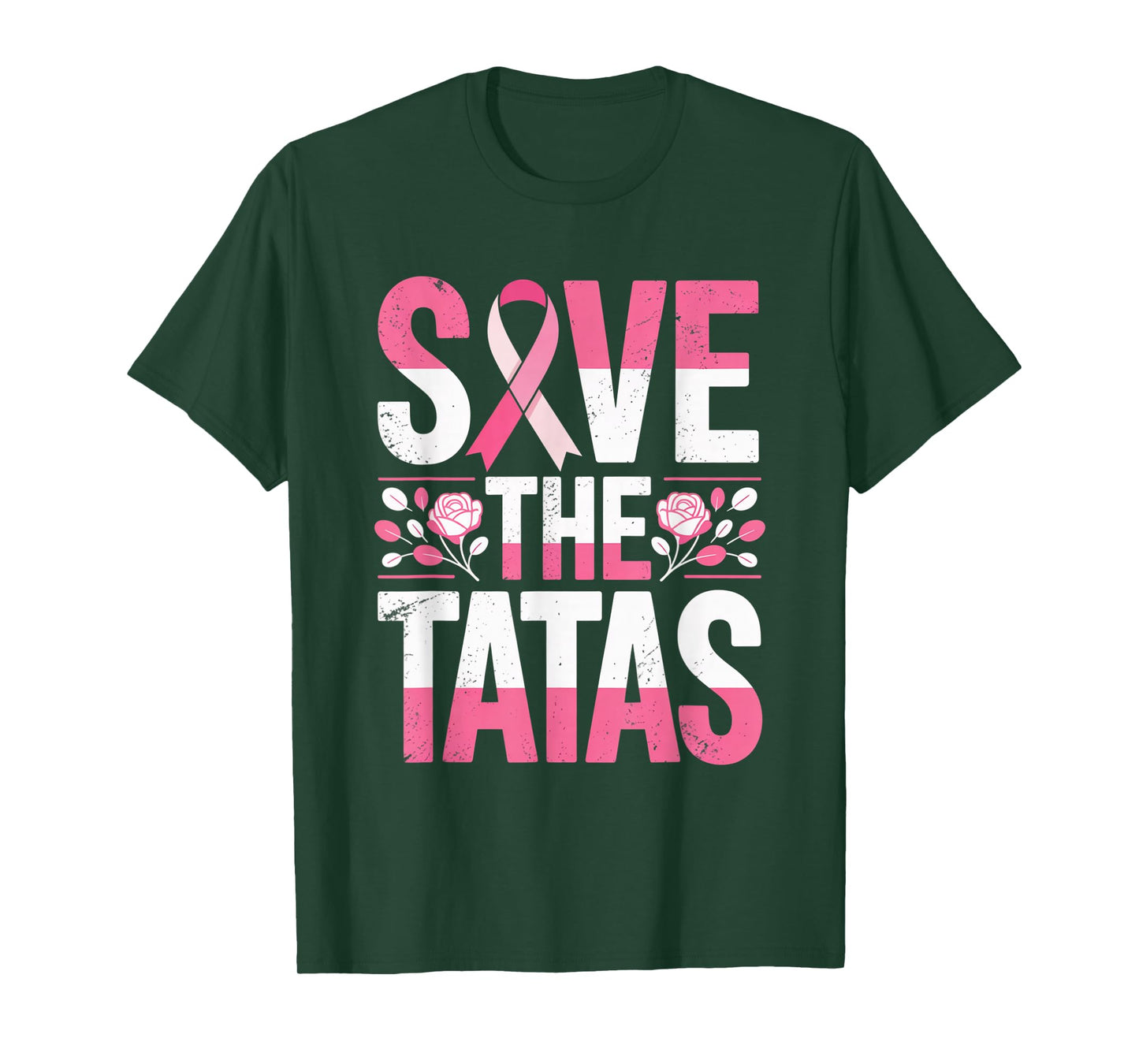 Save The Tatas Breast Cancer Fighting Awareness Pink Ribbon T-Shirt