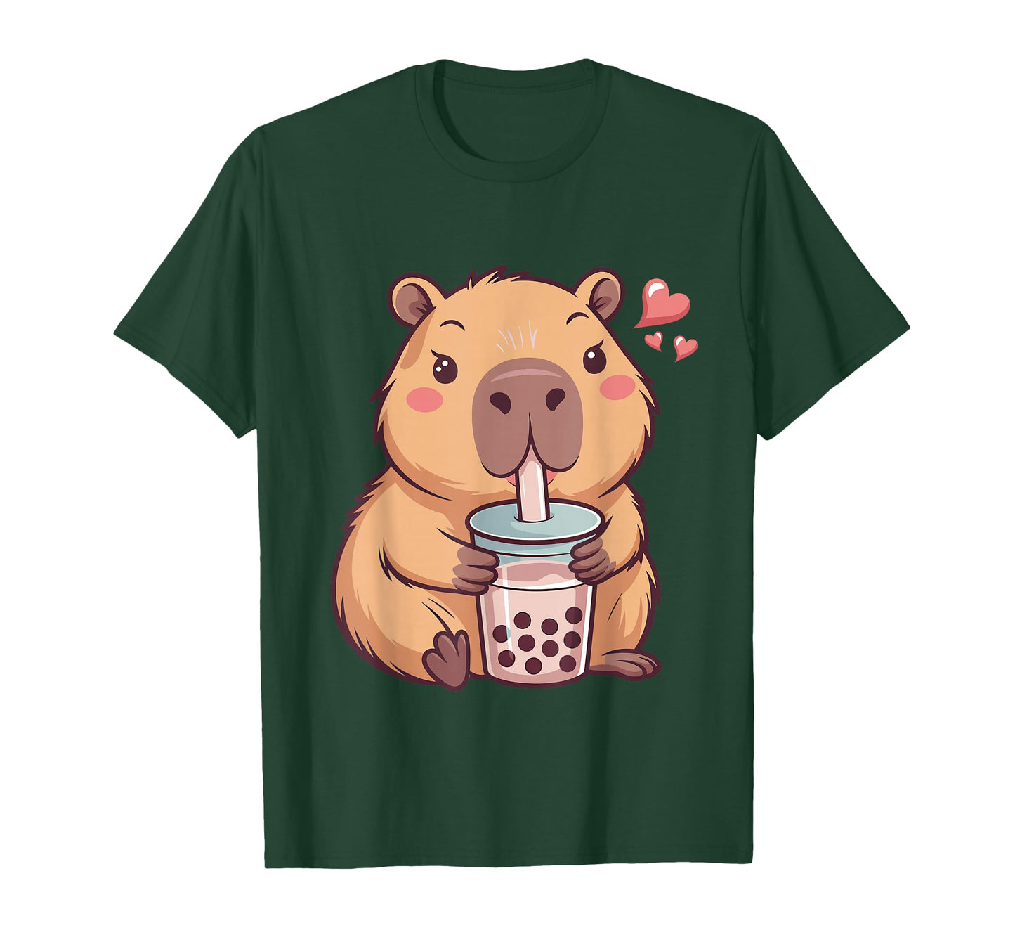 Cute Capybara Kawaii Anime Drinking Bubble Tea Lover Girls T-Shirt