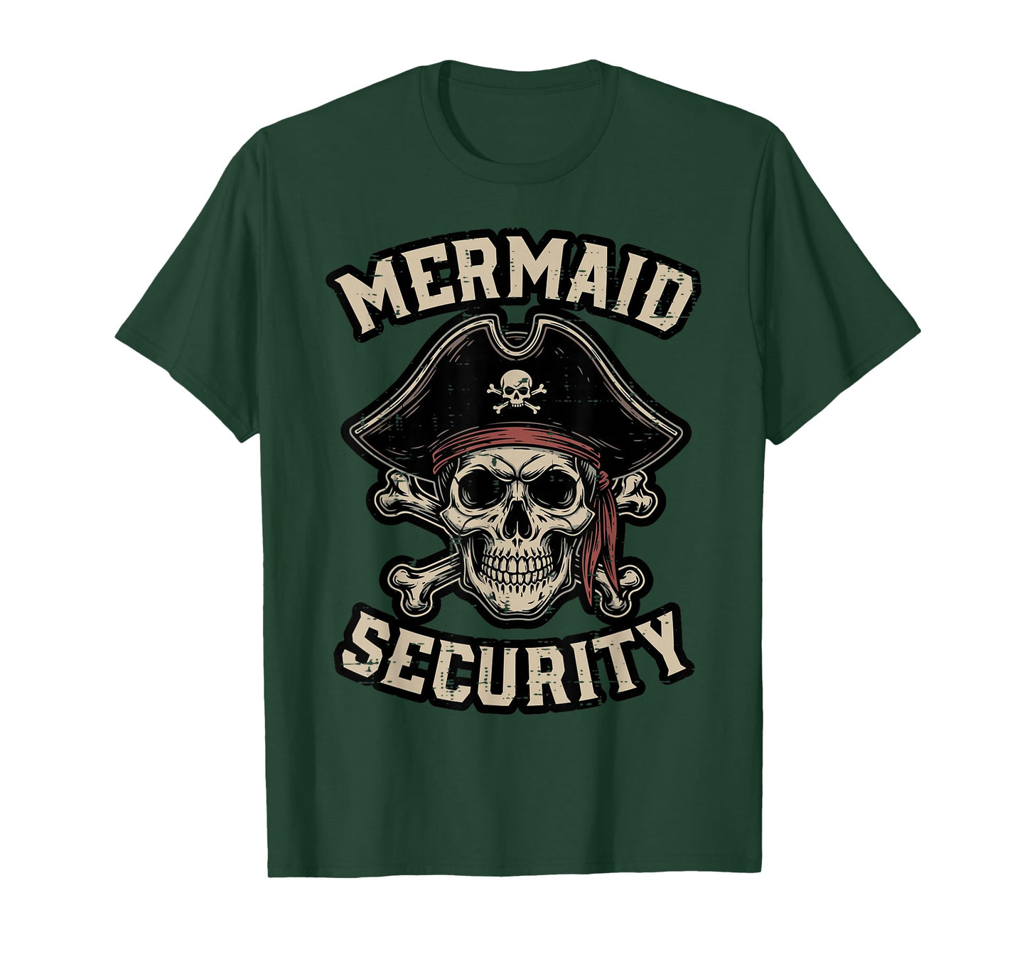 Pirate Mermaid Security Funny Skull Costume Dad Men Boys Kid T-Shirt