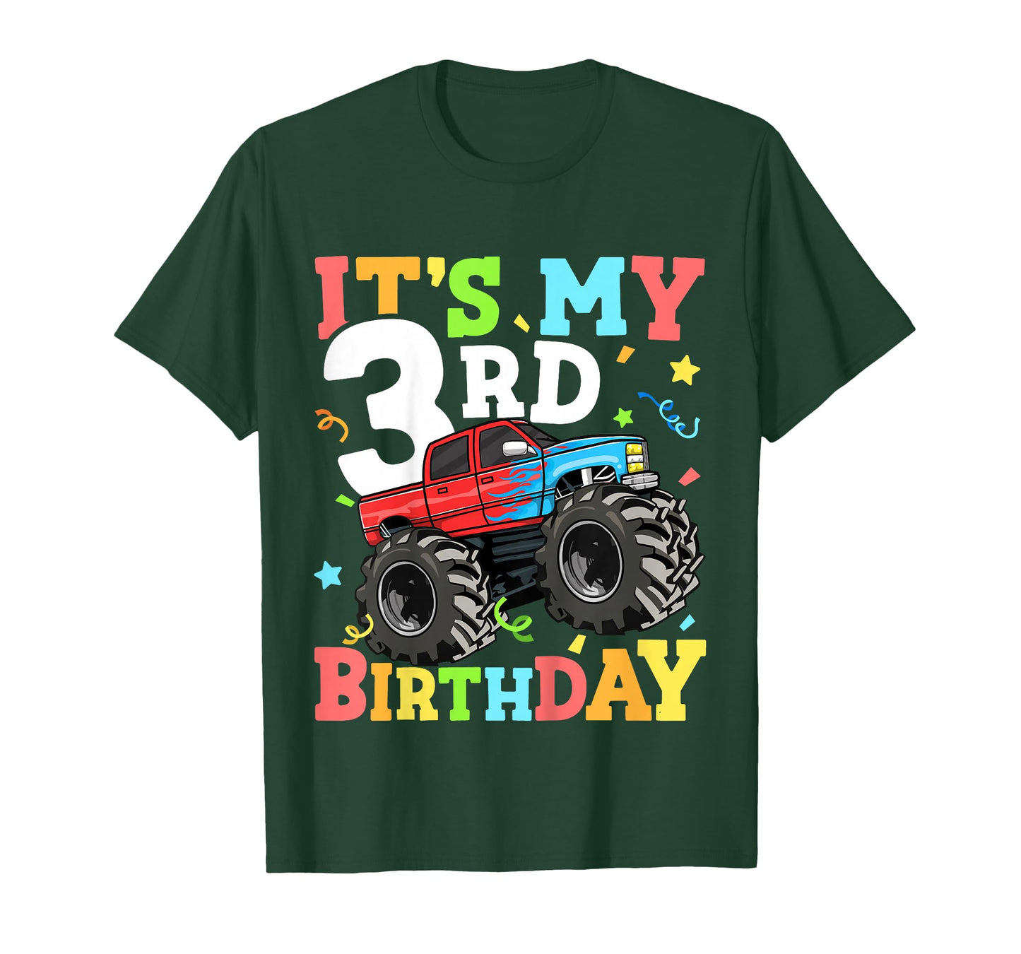 Kids Monster Truck It's My 3rd Birthday Boy 3 Three Toddler T-Shirt