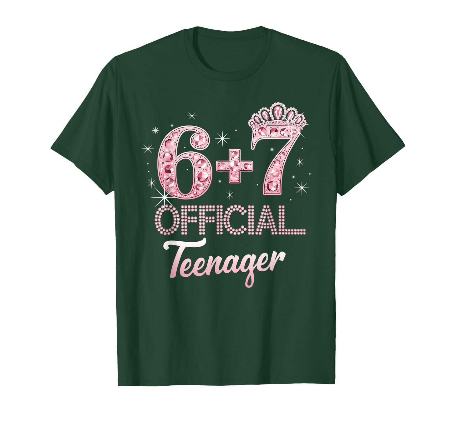 Funny 6+7 13 Official Teenager Pink Crown Birthday Princess T-Shirt