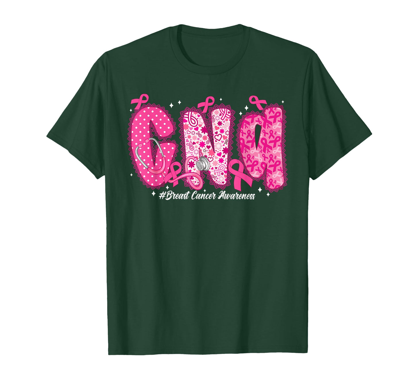 in October We Wear Pink CNA Nurse Breast Cancer Awareness T-Shirt