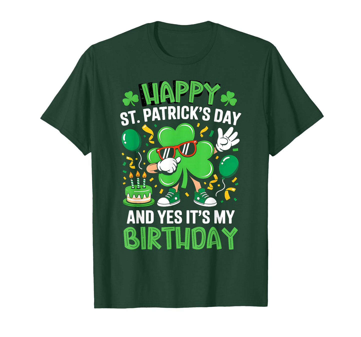 Happy St Patricks Day Birthday Shamrock Dab Bday Party Kids T-Shirt