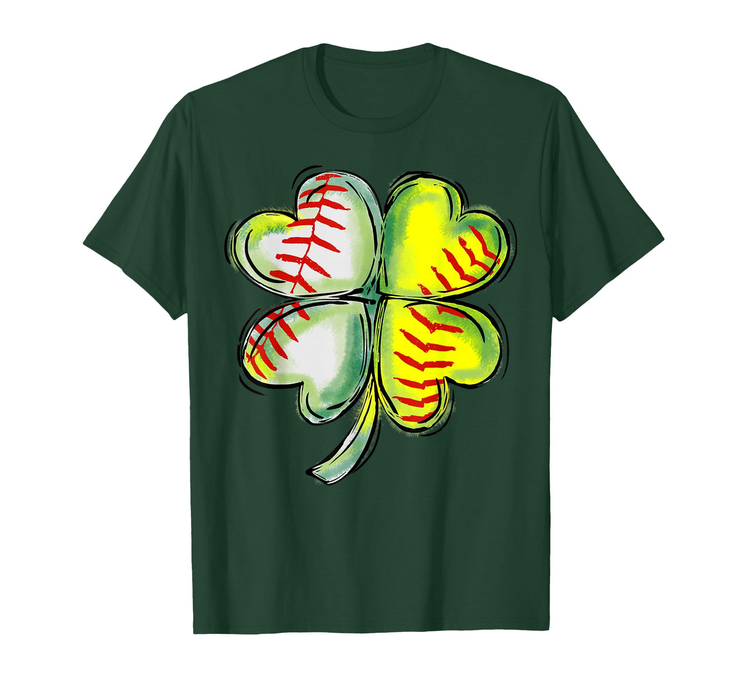 Softball St Patricks Day Shamrock Girls Women Catcher Funny T-Shirt