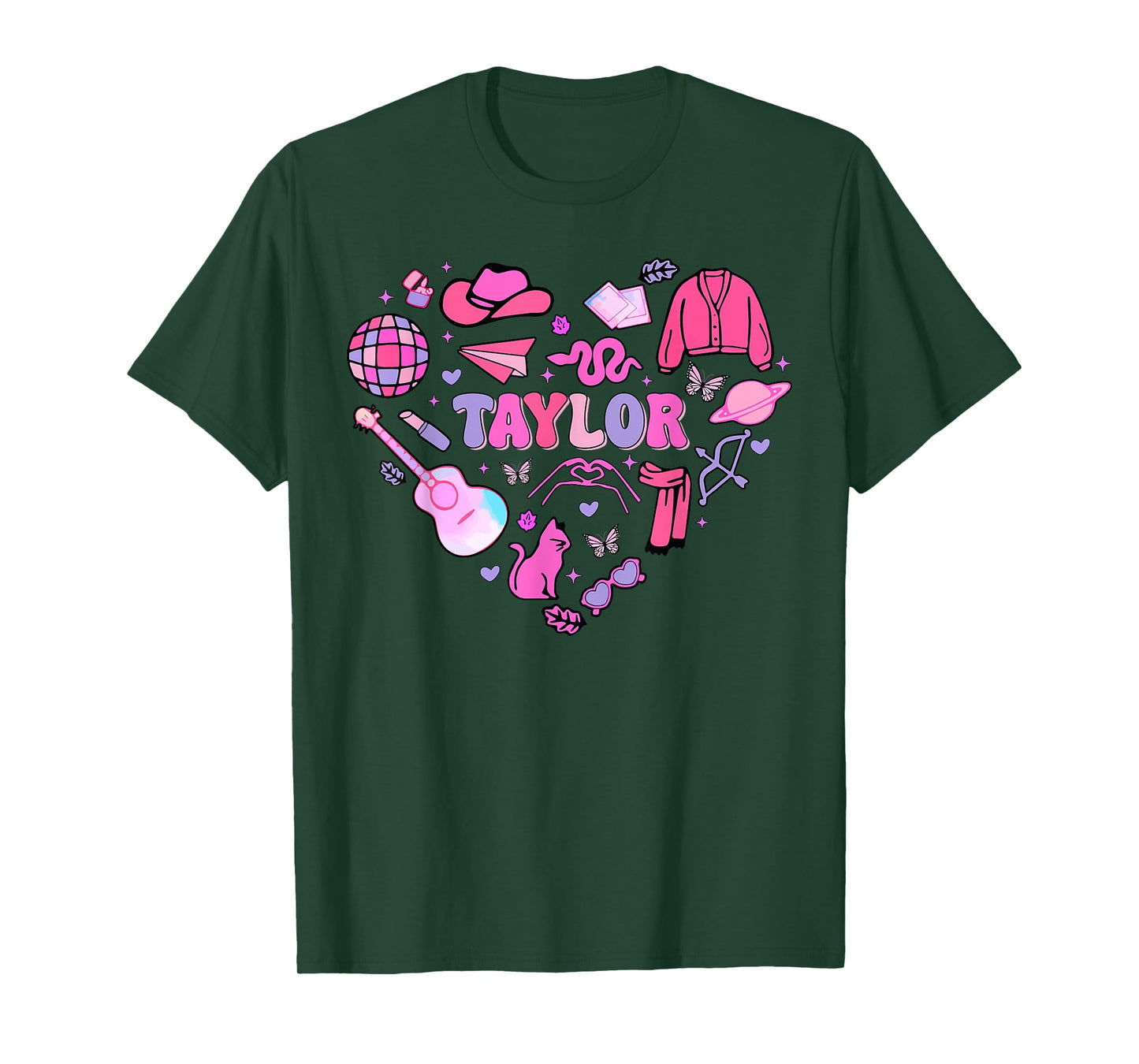 Birthday Girl Groovy Taylor First Name Personalized Heart T-Shirt