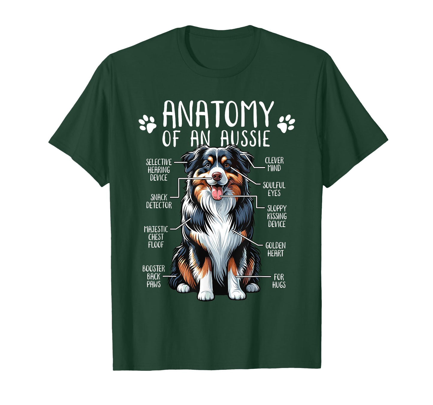 Funny Anatomy Australian Shepherd Dog Lover Aussie Owner Men Women Girls Kids T-Shirt
