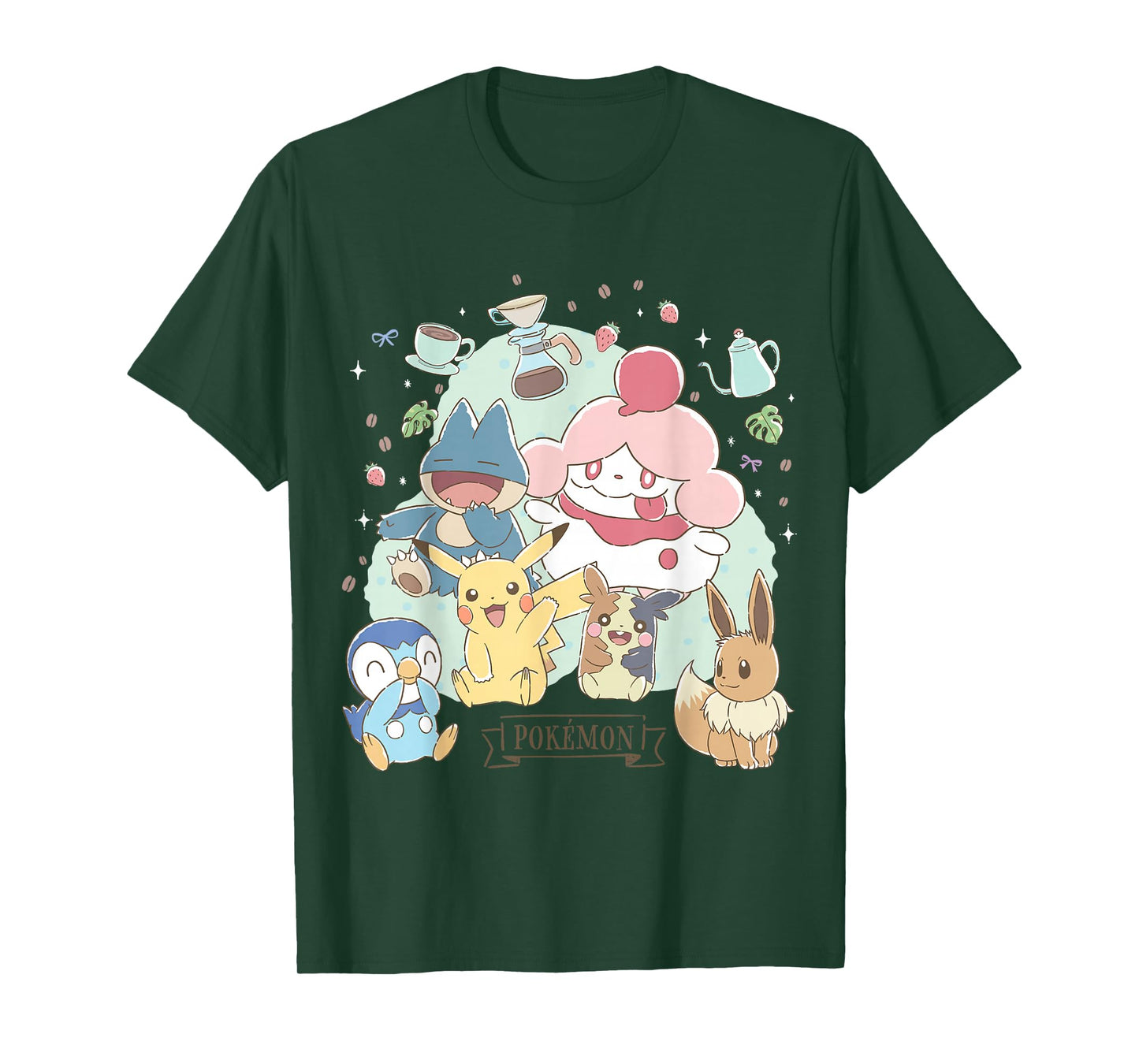 Pokémon - Cafe Pika Eevee Piplup Munchlax Morpeko Slurpuff T-Shirt