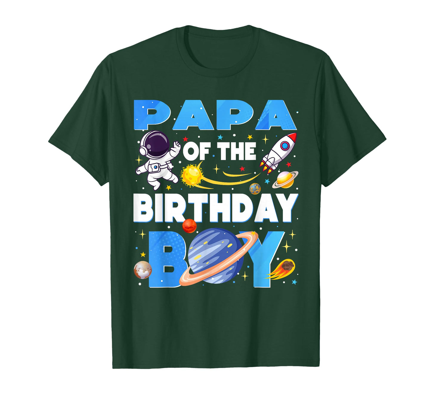 Family Space Planets Papa of The Birthday Boy Astronaut T-Shirt