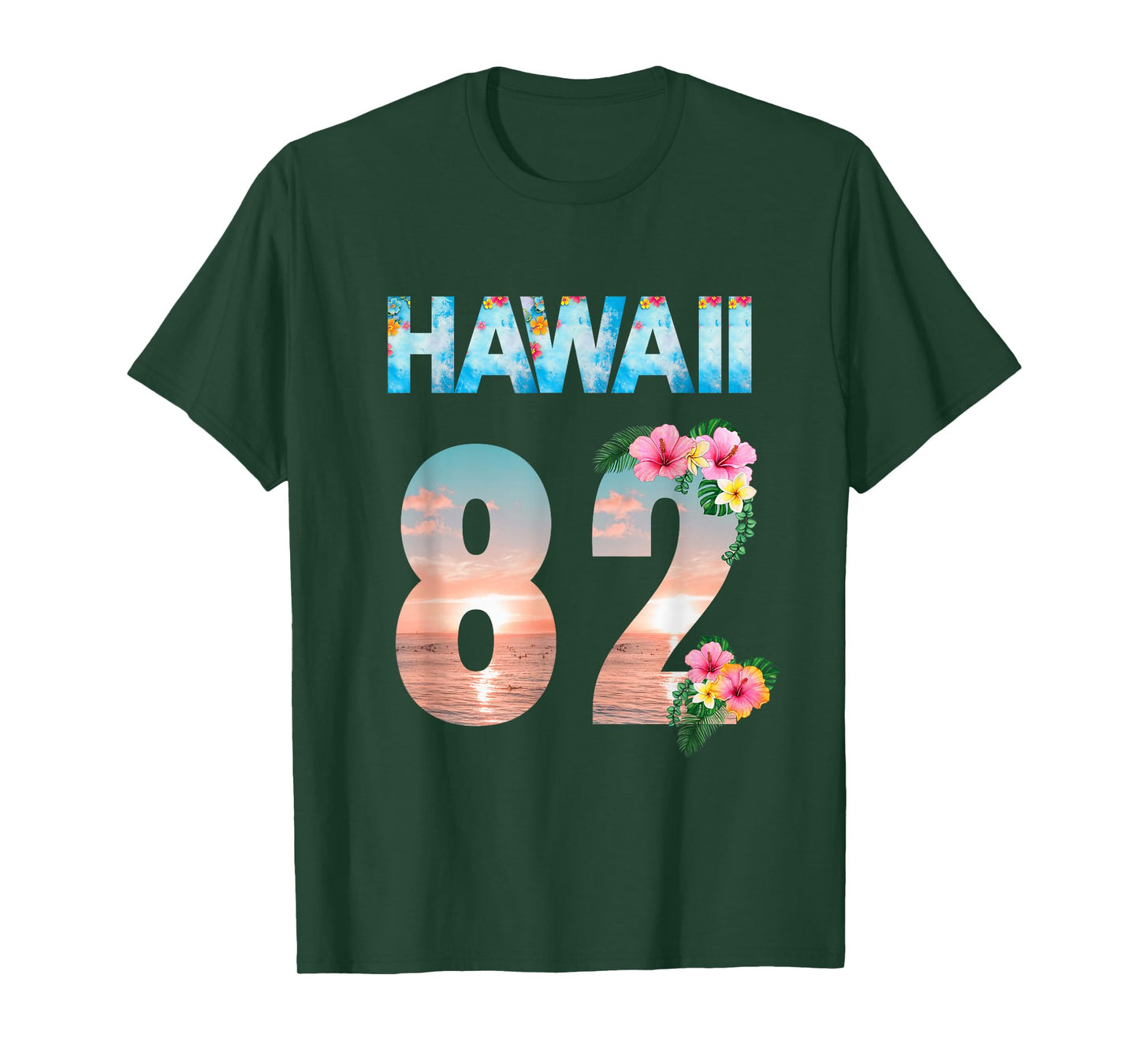 Hawaii 82 Years Old Aloha Beach Hibiscus Hawaiian T-Shirt