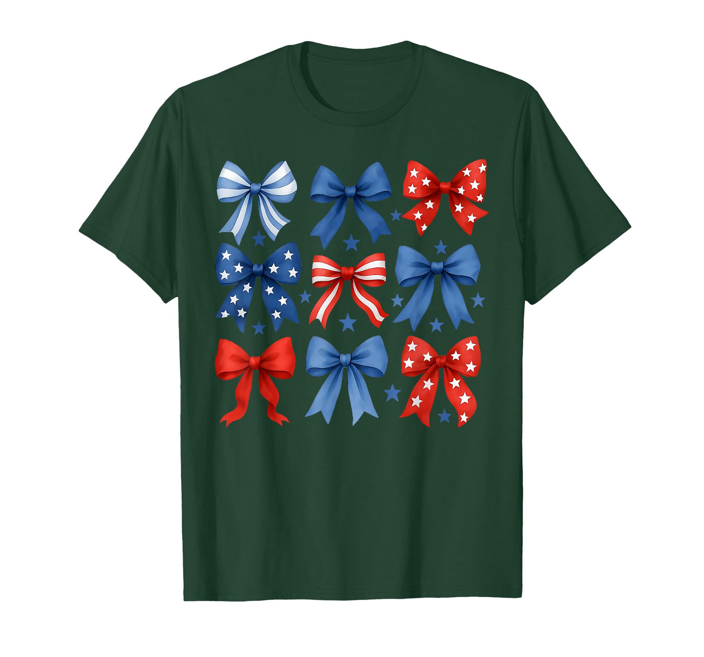 Funny 4th Of July Red White And Blue American Coquette Bows T-Shirt