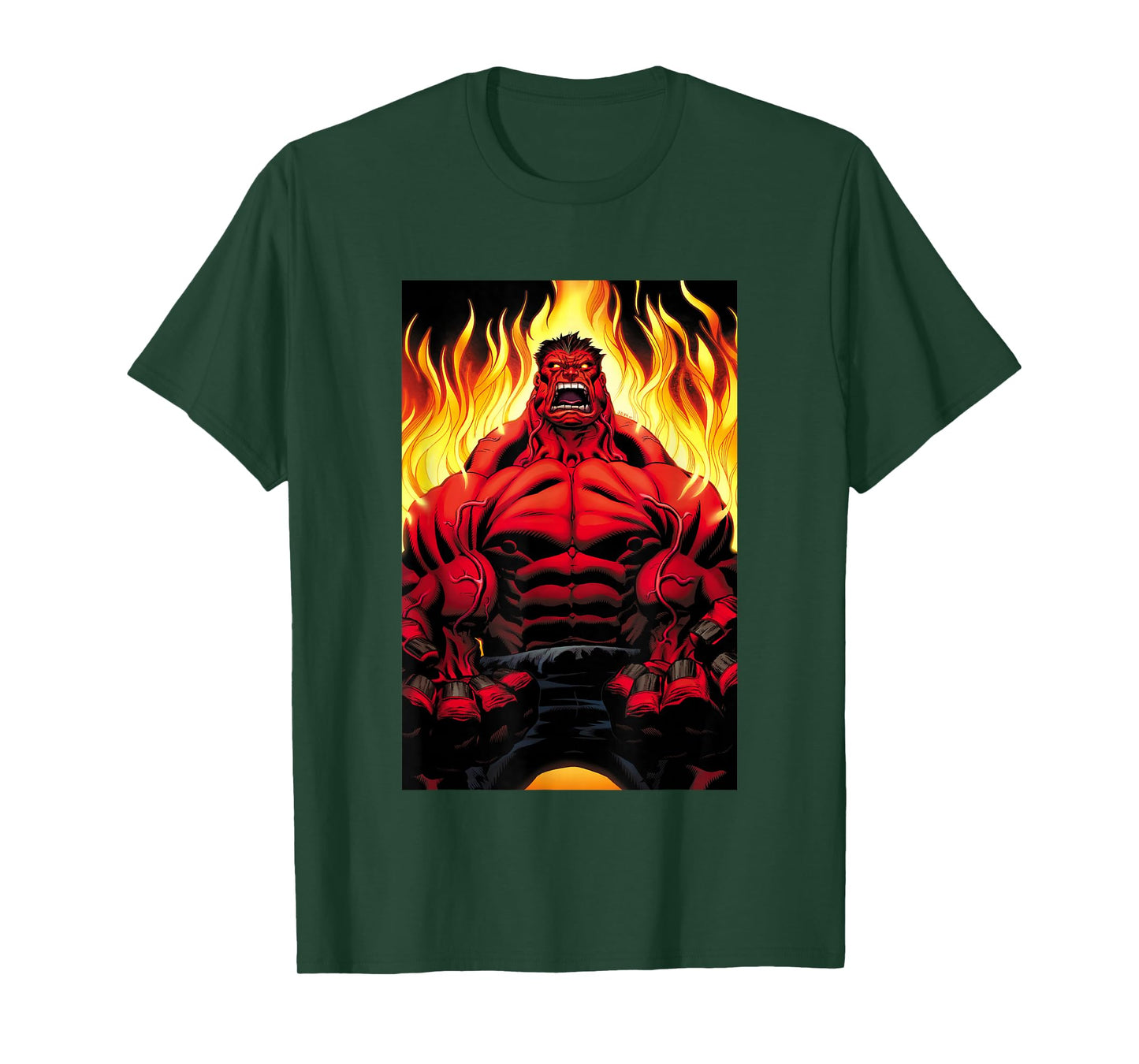 Marvel Universe Classic Red Hulk Extreme Rage On Fire T-Shirt