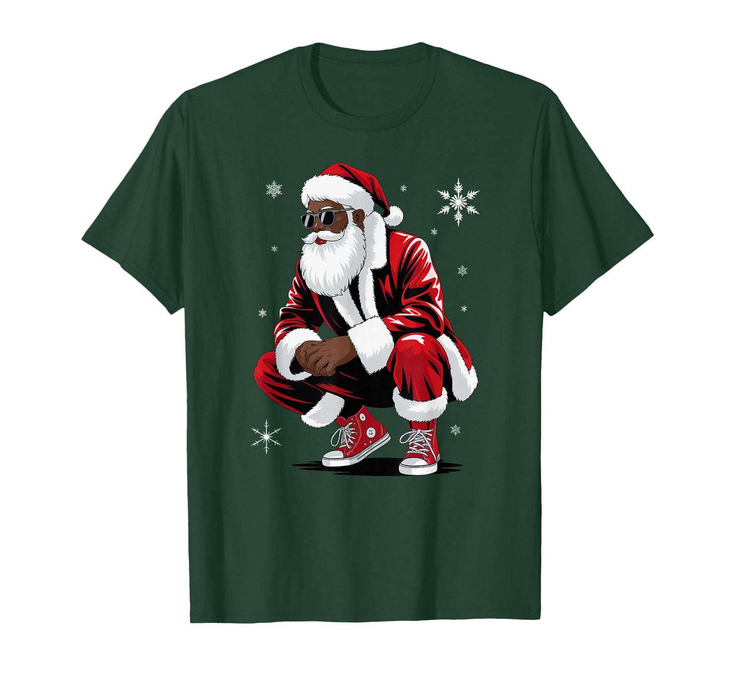 African American Christmas Pajama Xmas Afro Santa Claus T-Shirt