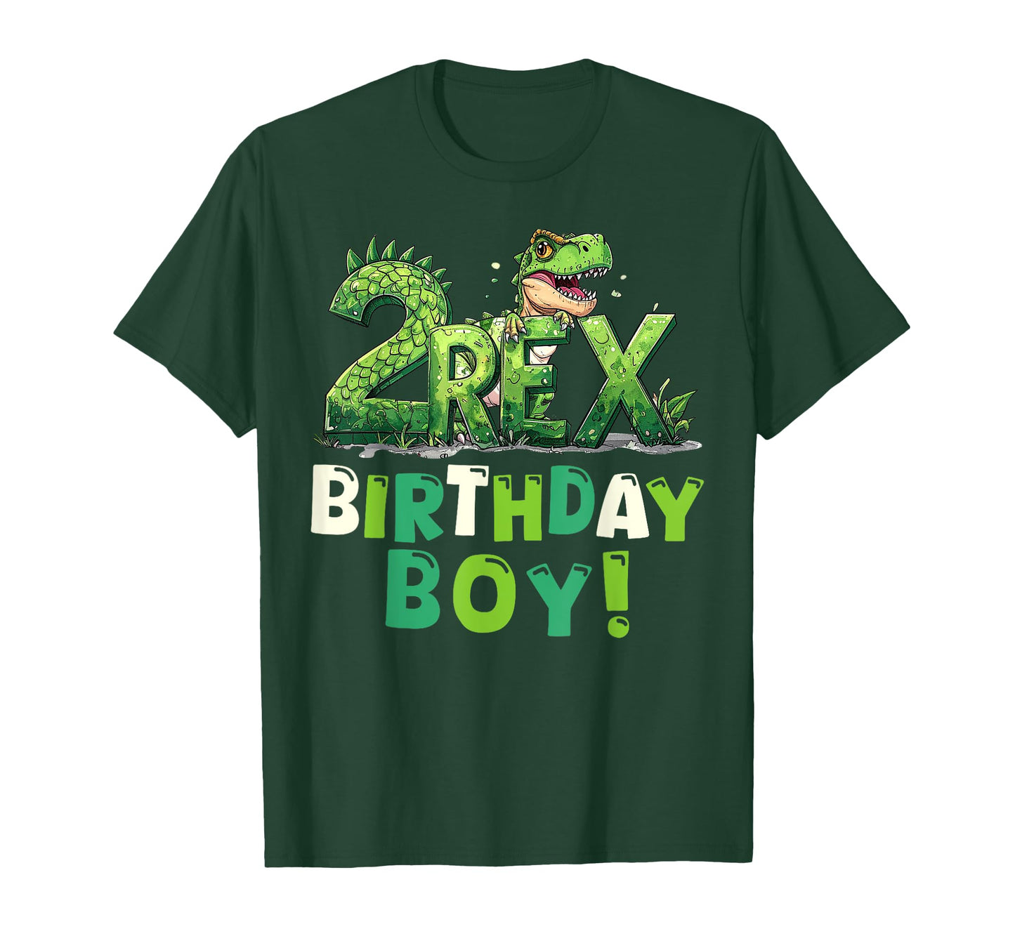 Two Rex 2nd Birthday Boy Second Dinosaur 2 Year Old Boys T-Shirt