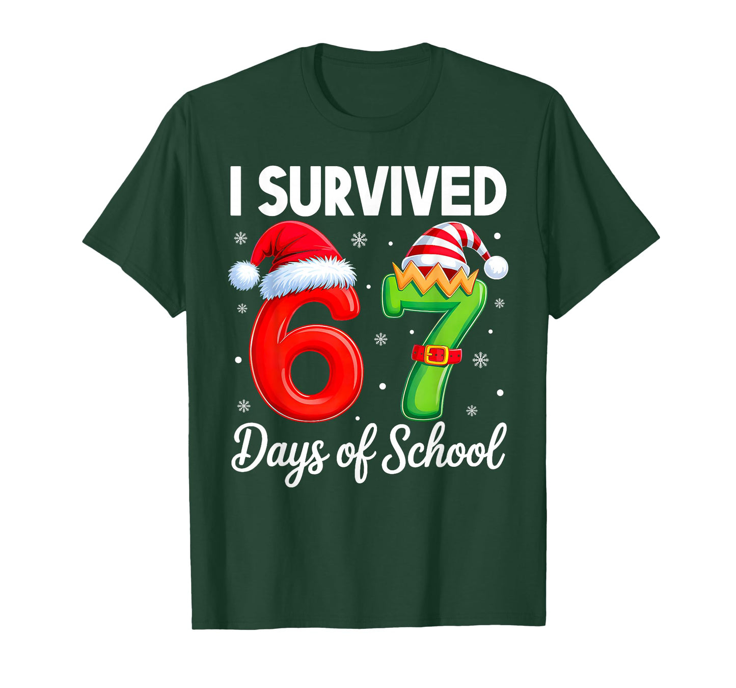 I Survived 67 Days of School Six Seven 6 7 Meme Christmas T-Shirt
