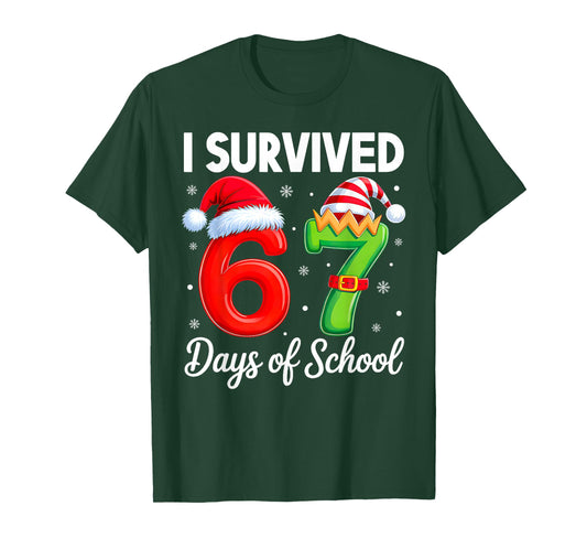 I Survived 67 Days of School Six Seven 6 7 Meme Christmas T-Shirt
