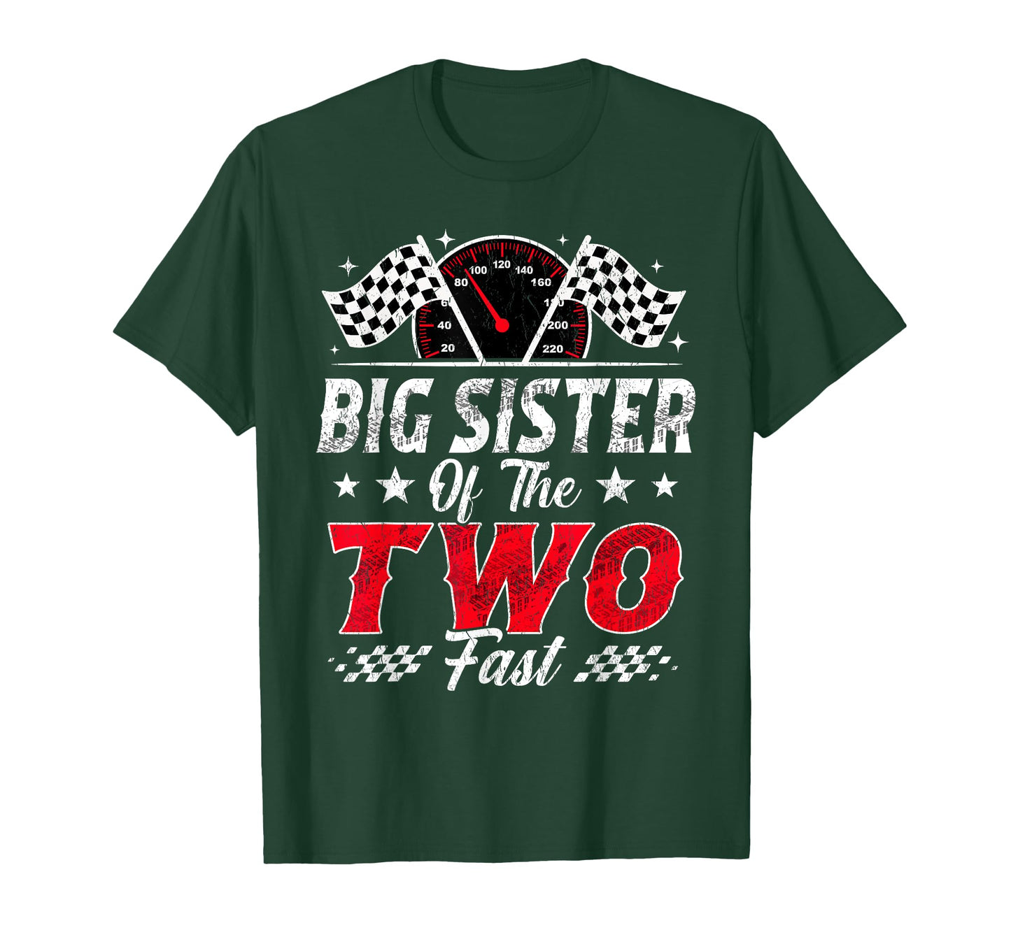 Big Sister of The Two Fast 2nd Birthday Racing Car Family T-Shirt